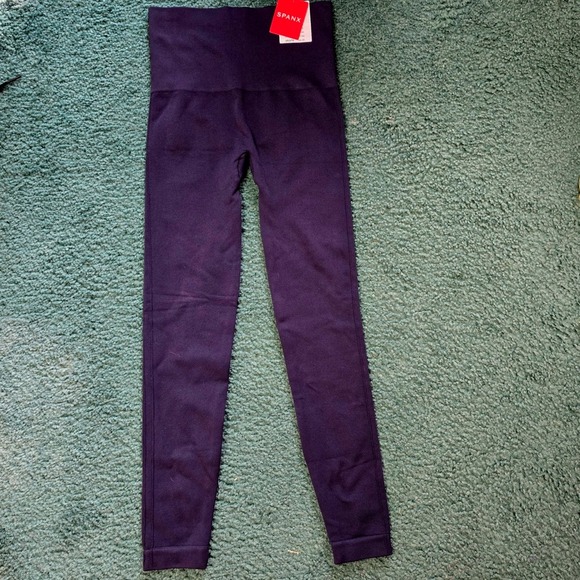 SPANX Womens S Look At Me Now Navy Blue Leggings Seamless High Waist Shape Layer - Picture 3 of 7